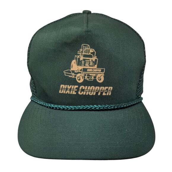 Dixie Chopper Snapback Mesh Back Trucker Hat Rope Green Graphic Logo Mower - Picture 1 of 8